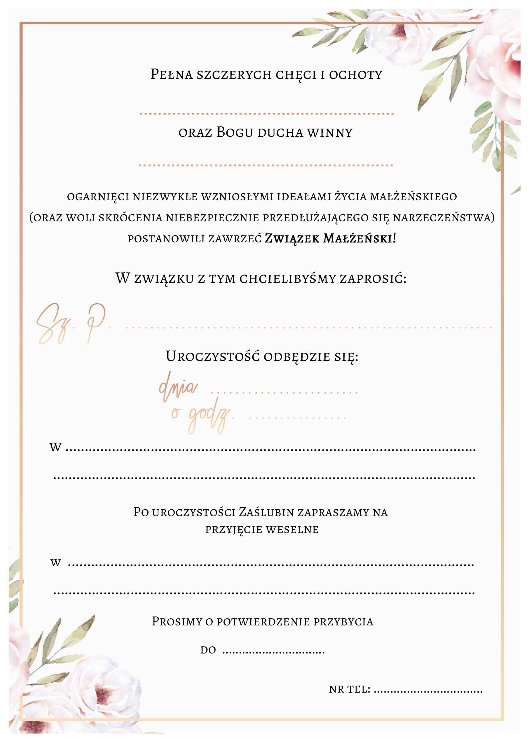 Zaproszenie na ślub Vintage Rose