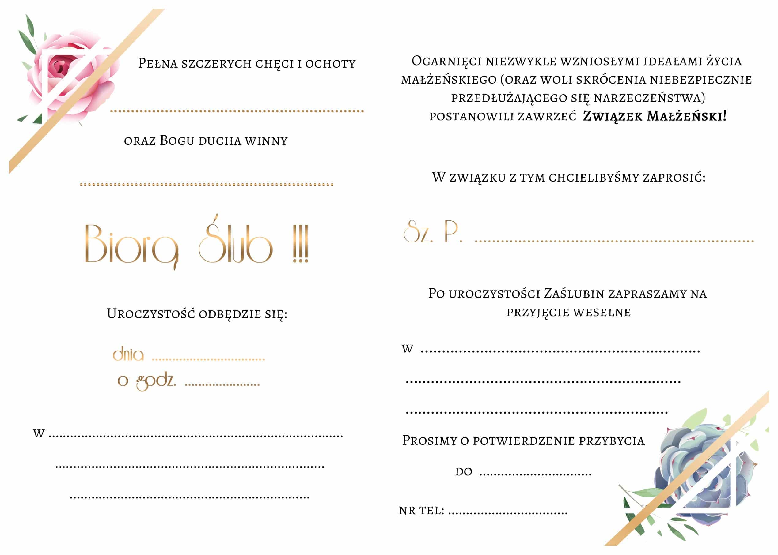 Zaproszenie na ślub Wiosenny Ogród