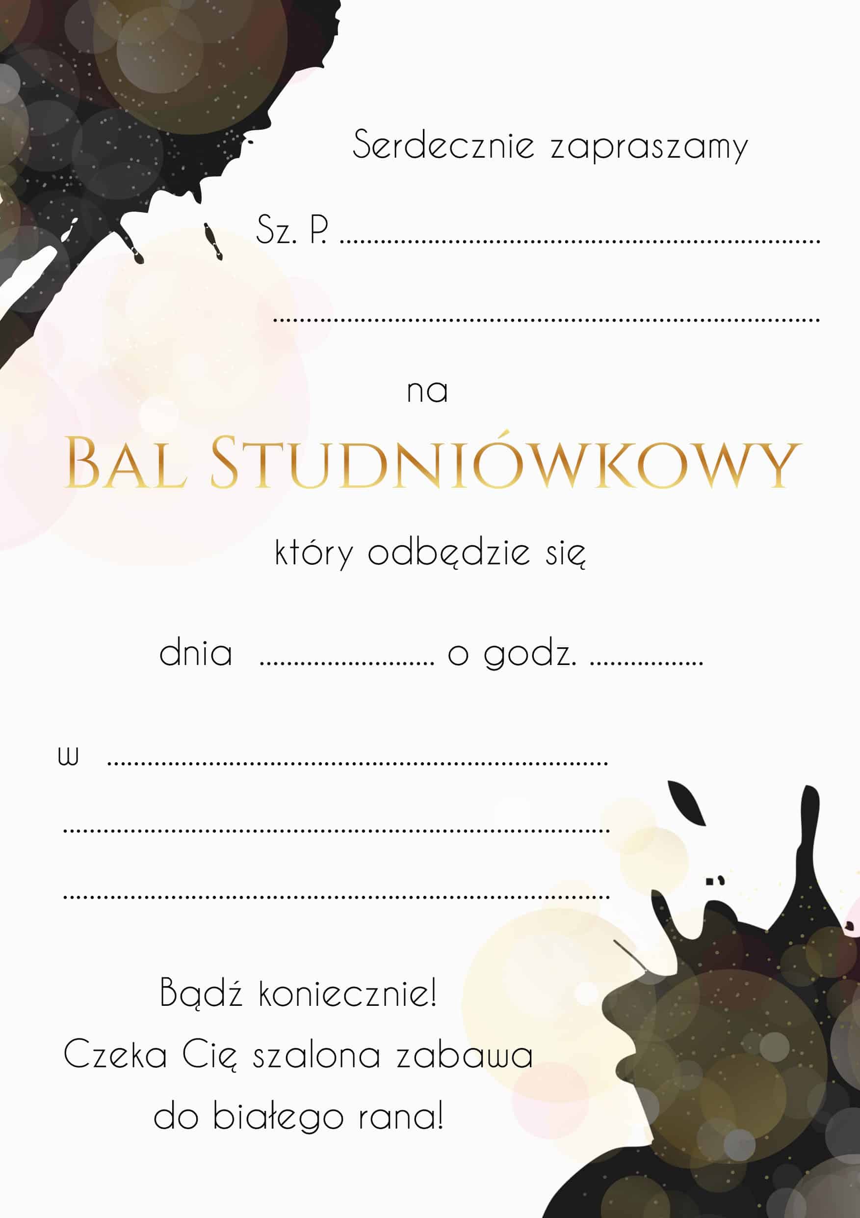 Zaproszenie na studniówkę Gold Night