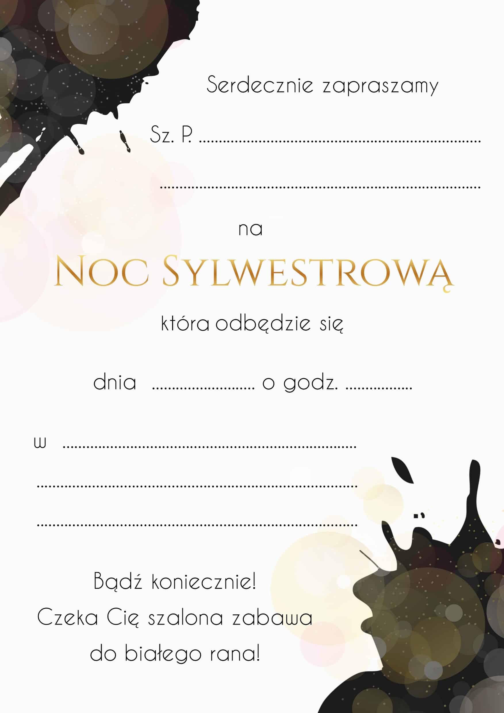 Zaproszenie na sylwestra Gold Night