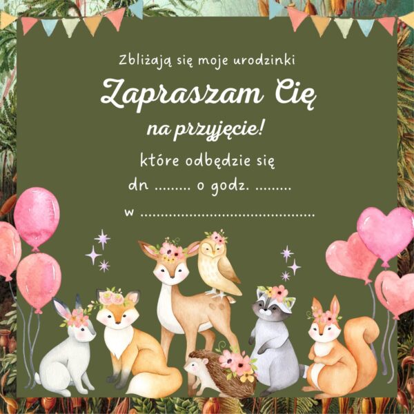 Zaproszenie na Urodzinki Leśne Zwierzątka