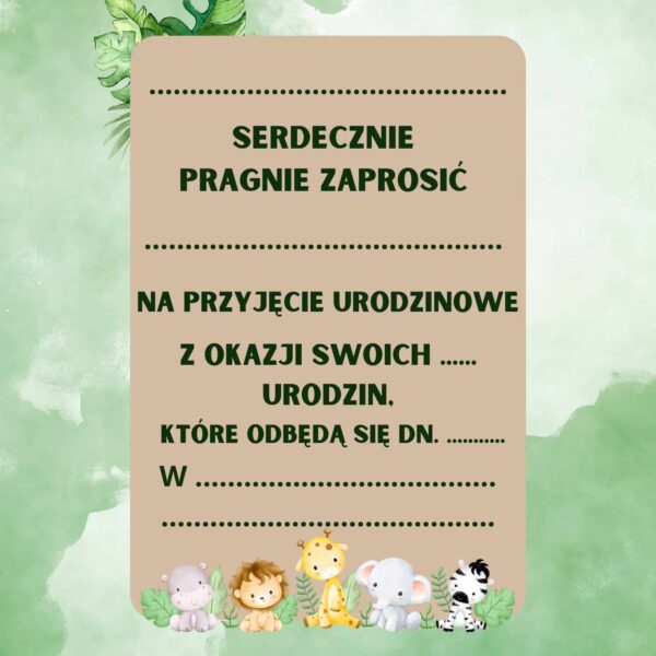 Zaproszenie na Urodzinki Safari Baby