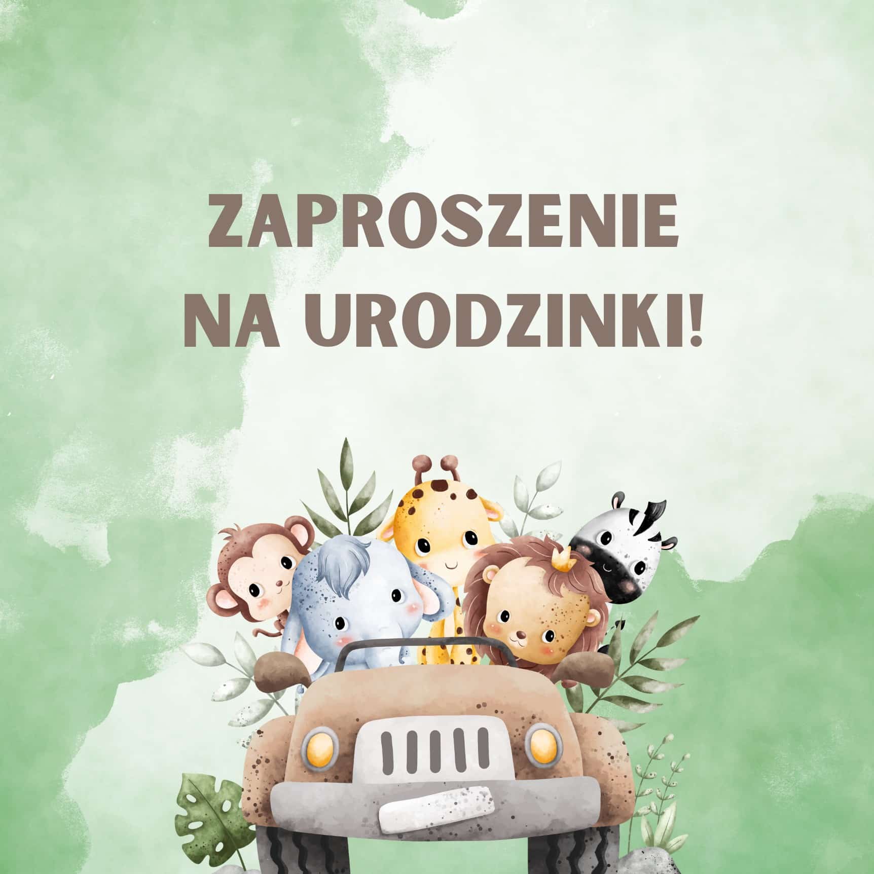 Zaproszenie na Urodzinki Safari Baby