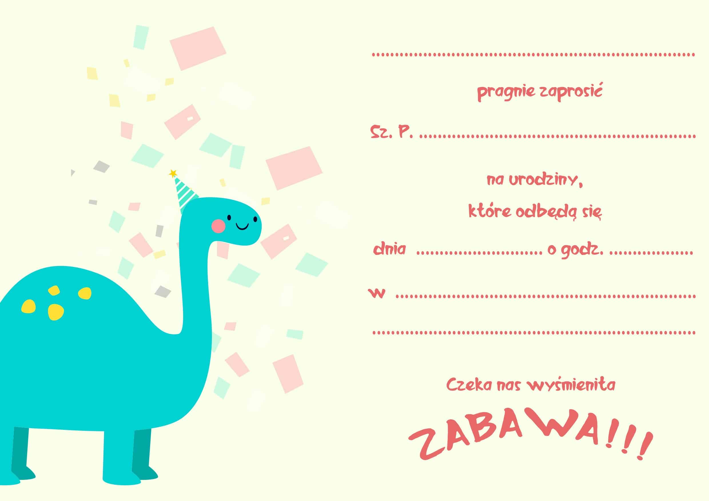 Zaproszenie na urodziny Dinozaury
