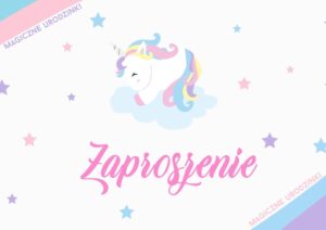 Zaproszenie na urodziny Jednorożec na chmurce