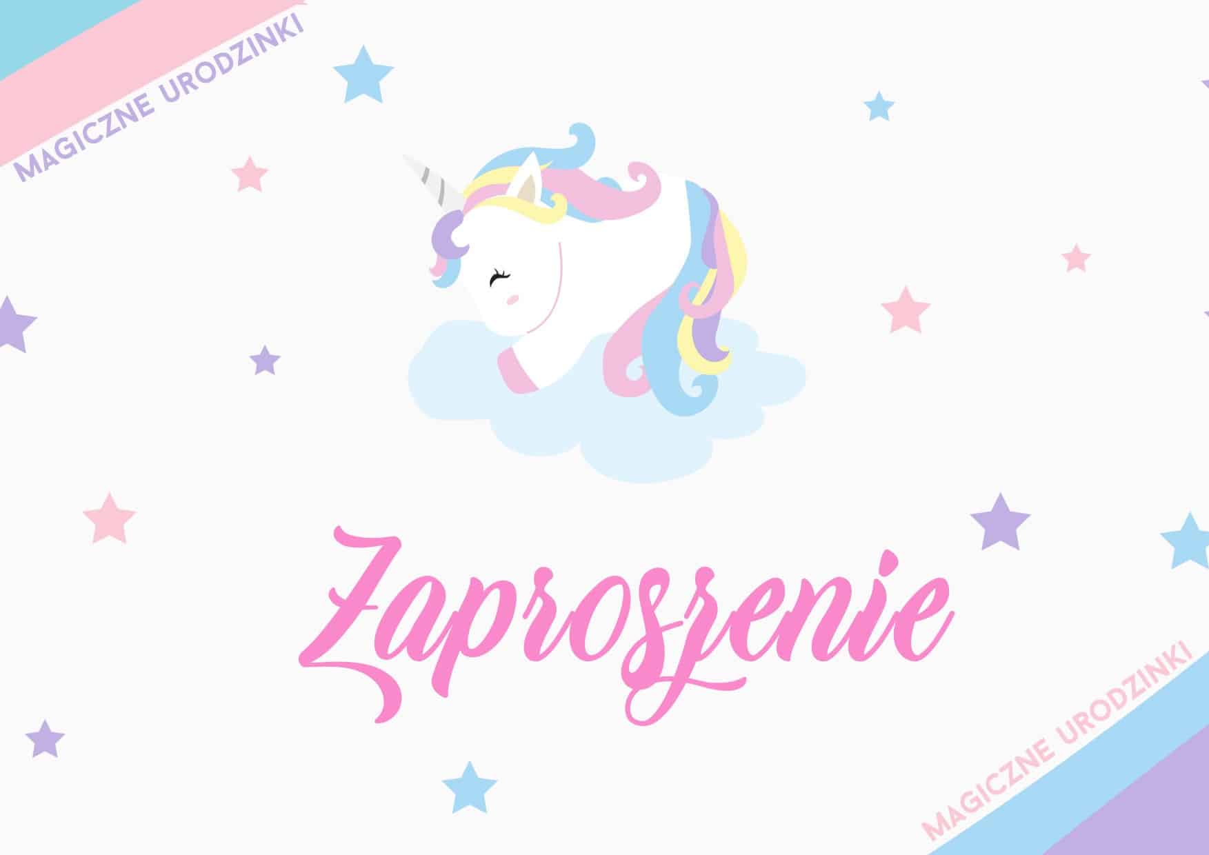 Zaproszenie na urodziny Jednorożec na chmurce