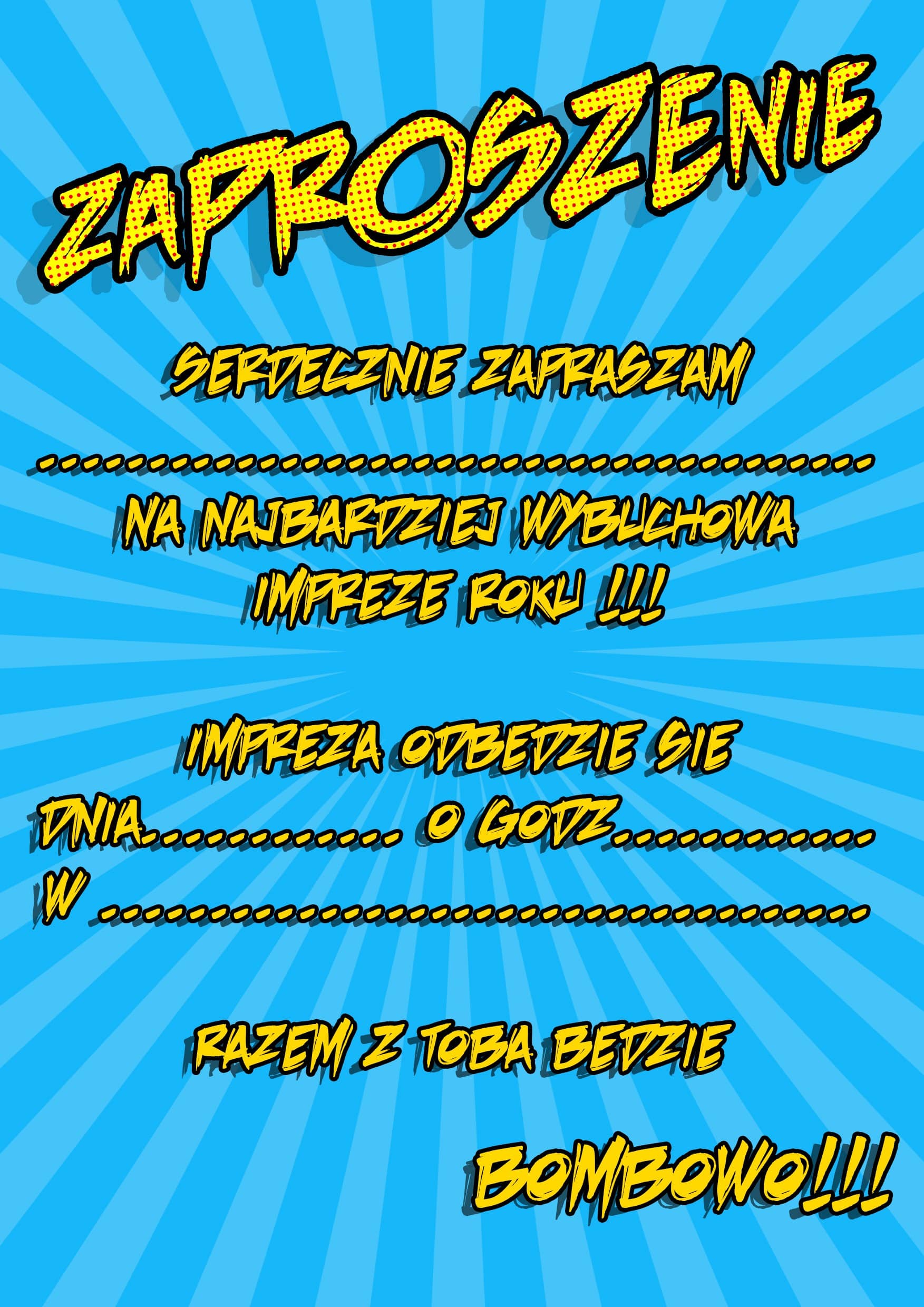 Zaproszenie na urodziny KaBoom