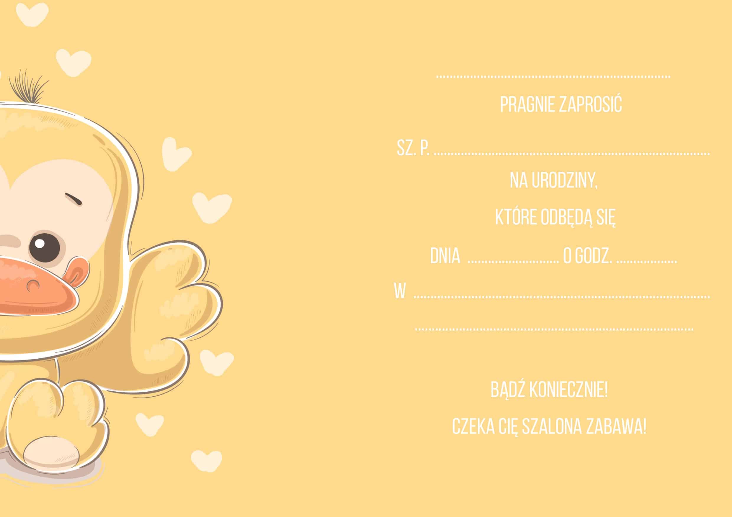 Zaproszenie na urodziny Kaczuszka