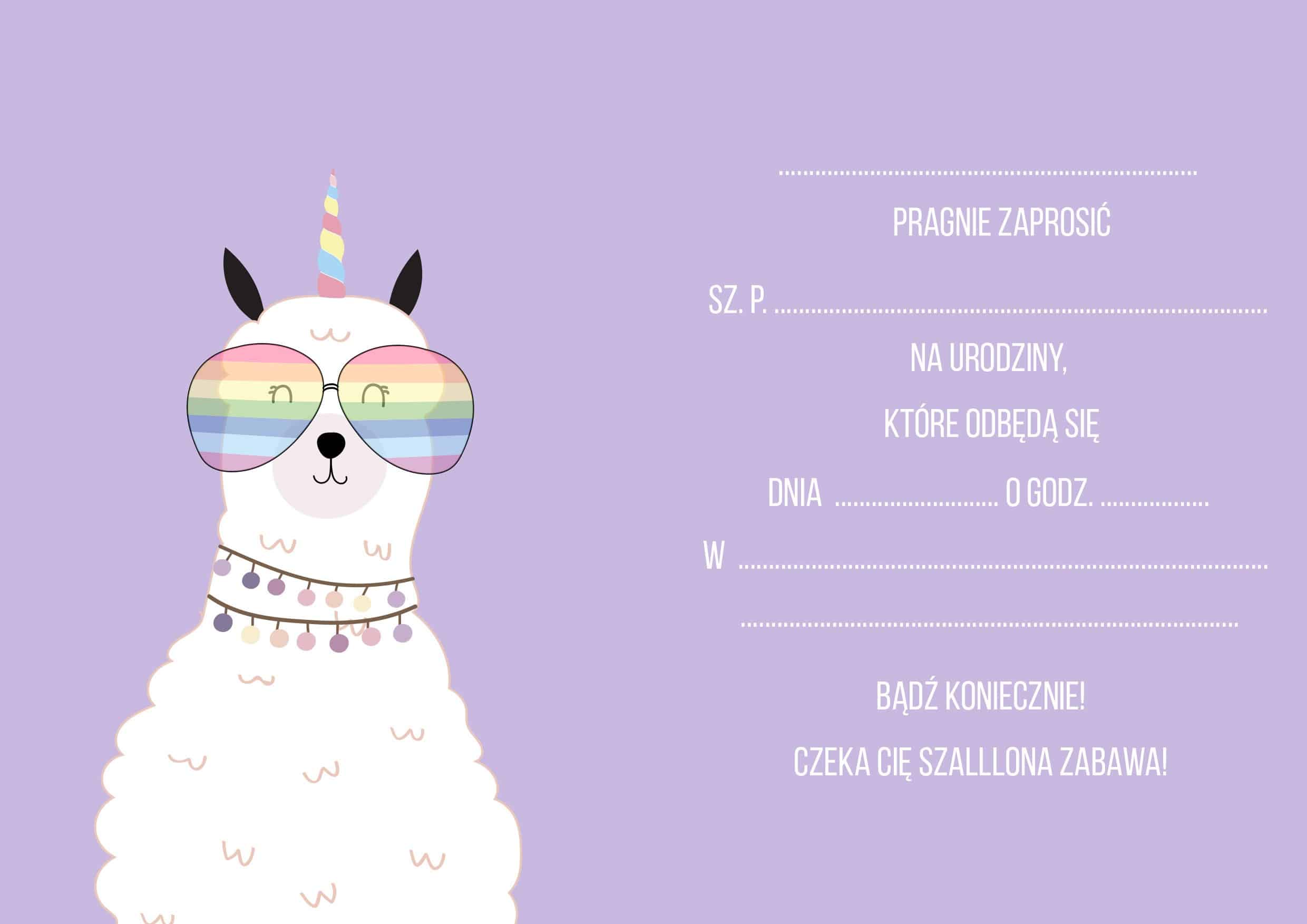 Zaproszenie na urodziny Lama Party