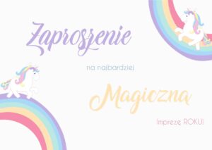 Zaproszenie na urodziny Tęczowy Jednorożec