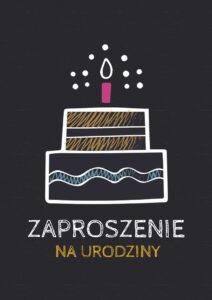 Zaproszenie na urodziny Tort ze świeczką