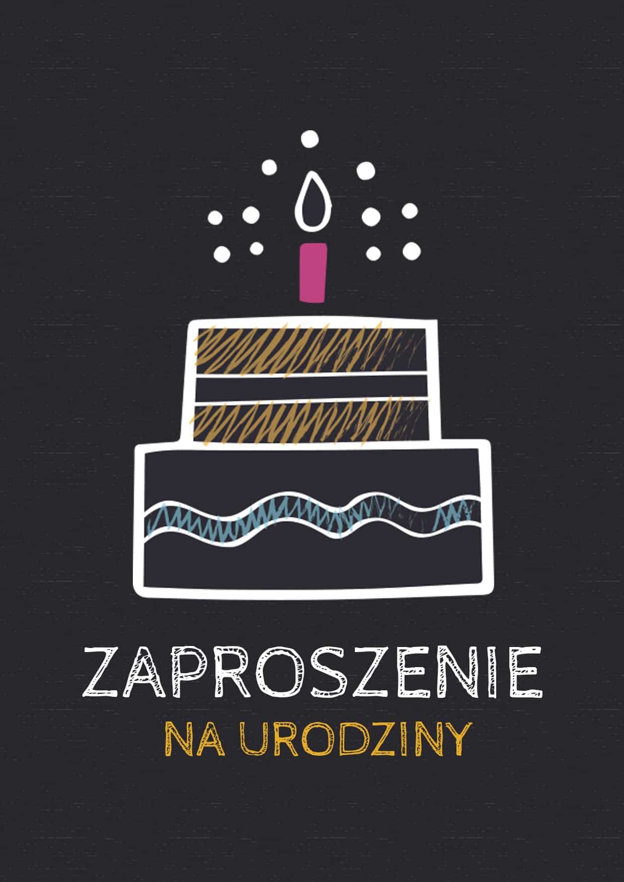 Zaproszenie na urodziny Tort ze świeczką