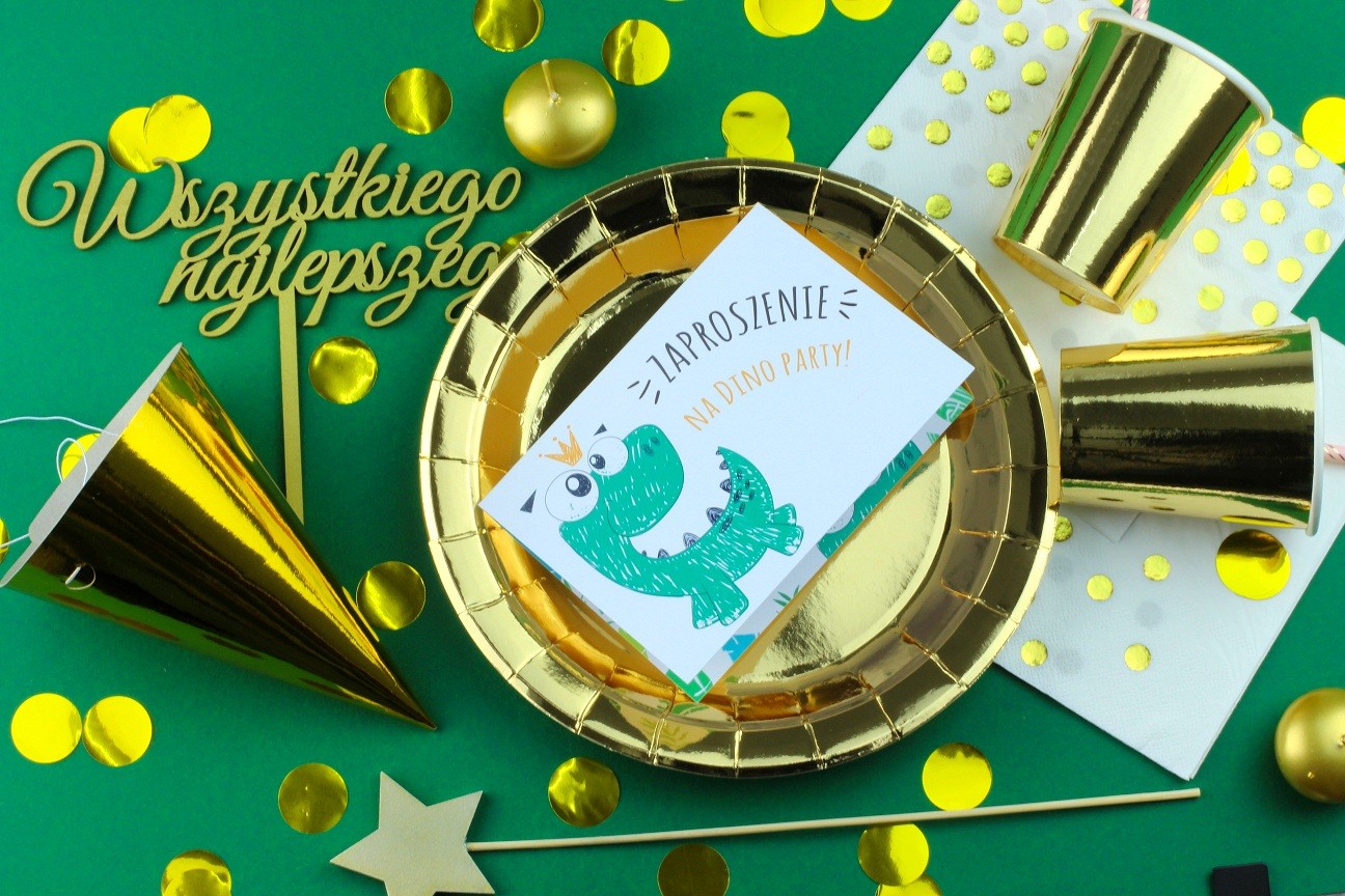 Zaproszenie na urodziny Zielony Dino