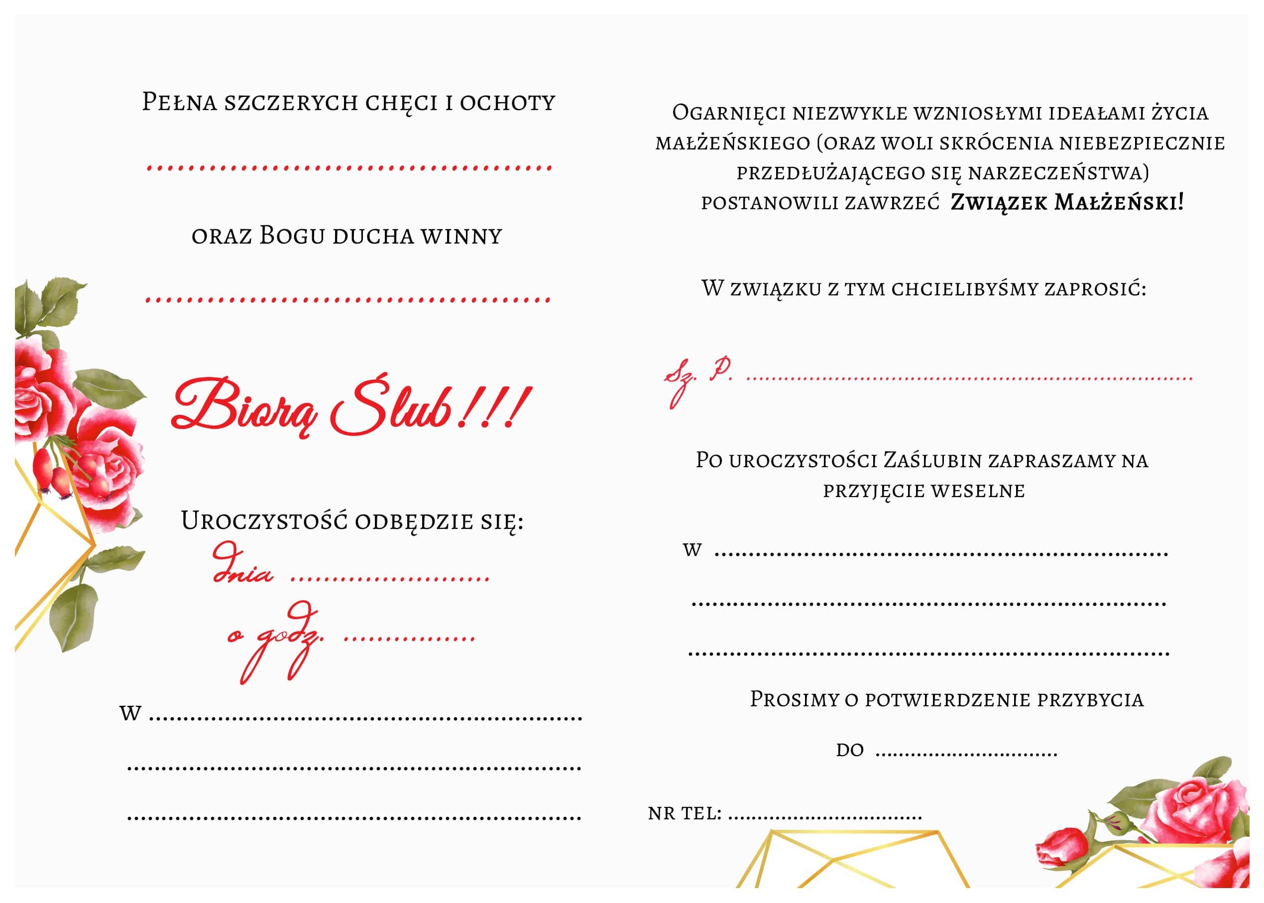 Zaproszenie ślubne Geometryczne Serce z Różami