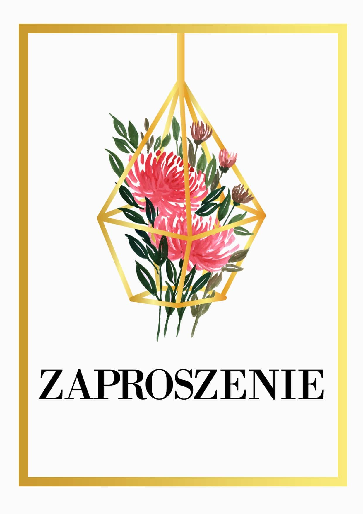 Zaproszenie ślubne Gold Flower