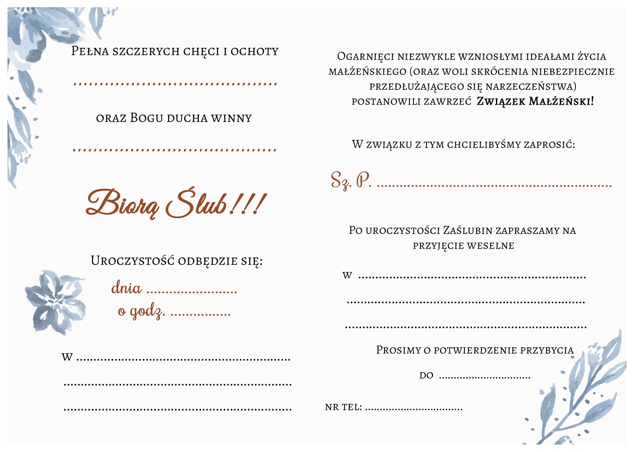 Zaproszenie ślubne Malowane Lilie