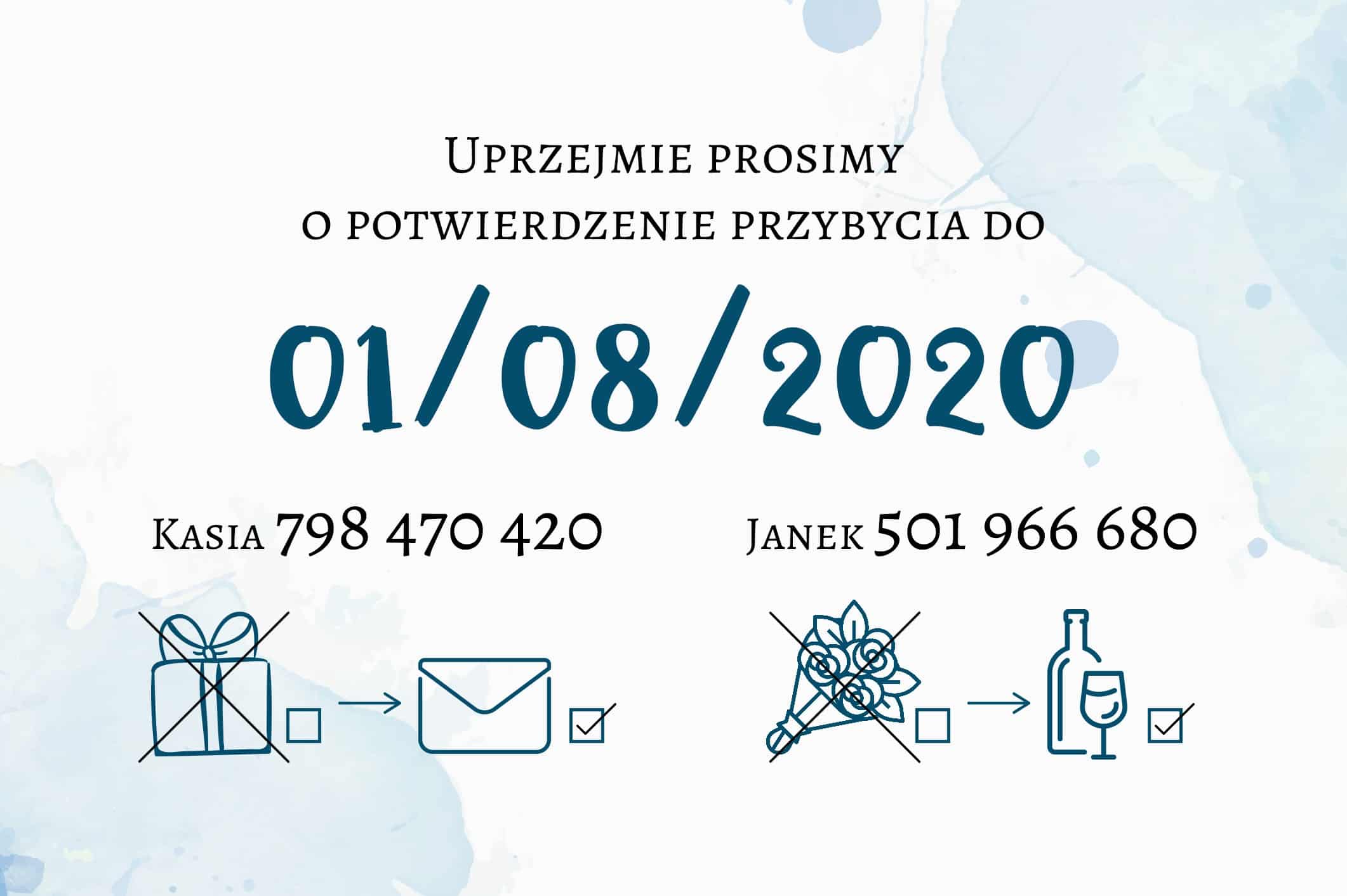 Zaproszenie Ślubne RSVP Aqua Blue