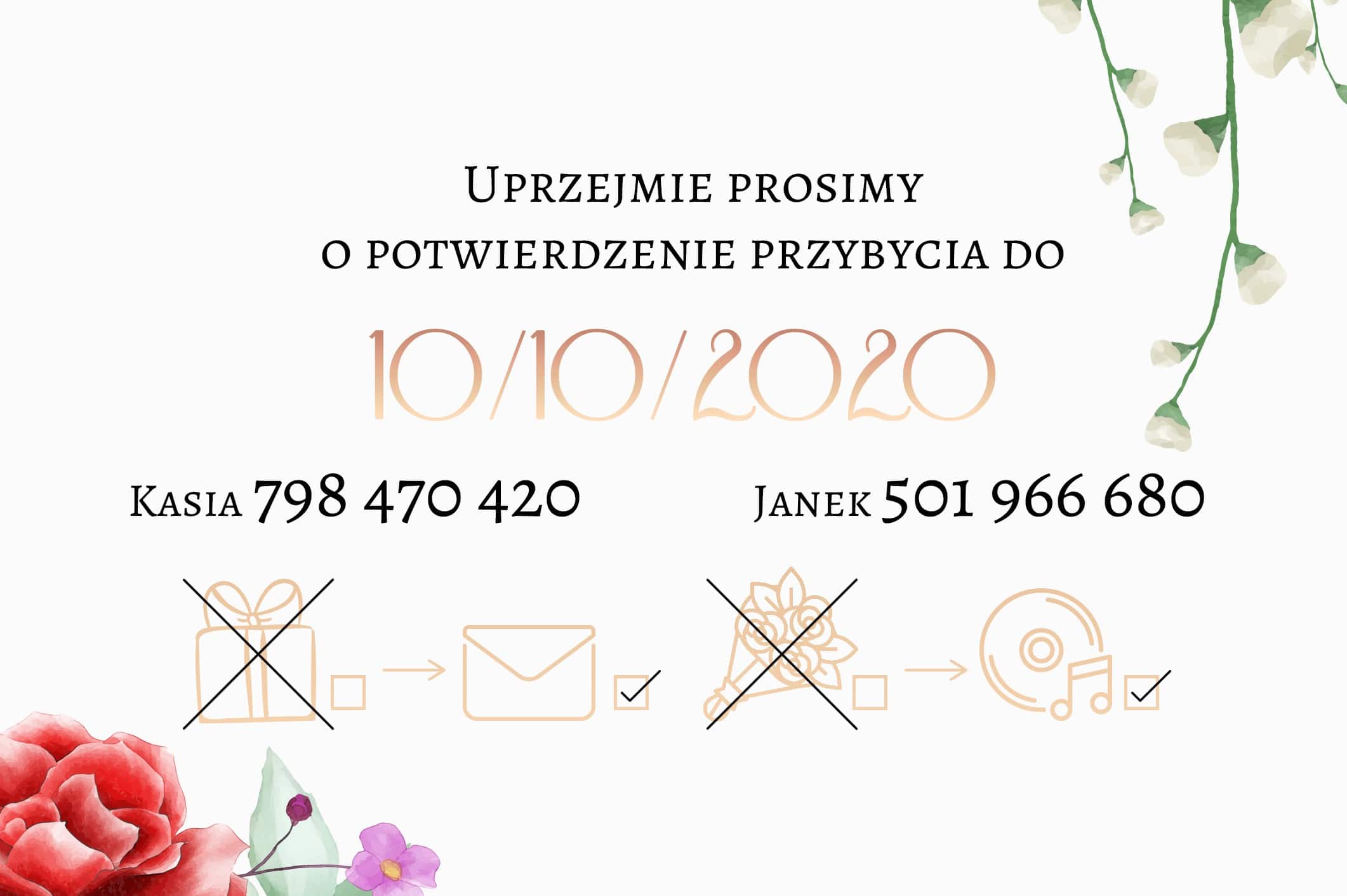 Zaproszenie Ślubne RSVP Bukiet Panny Młodej