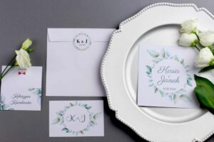 Zaproszenie Ślubne RSVP Cold Mint Leaf