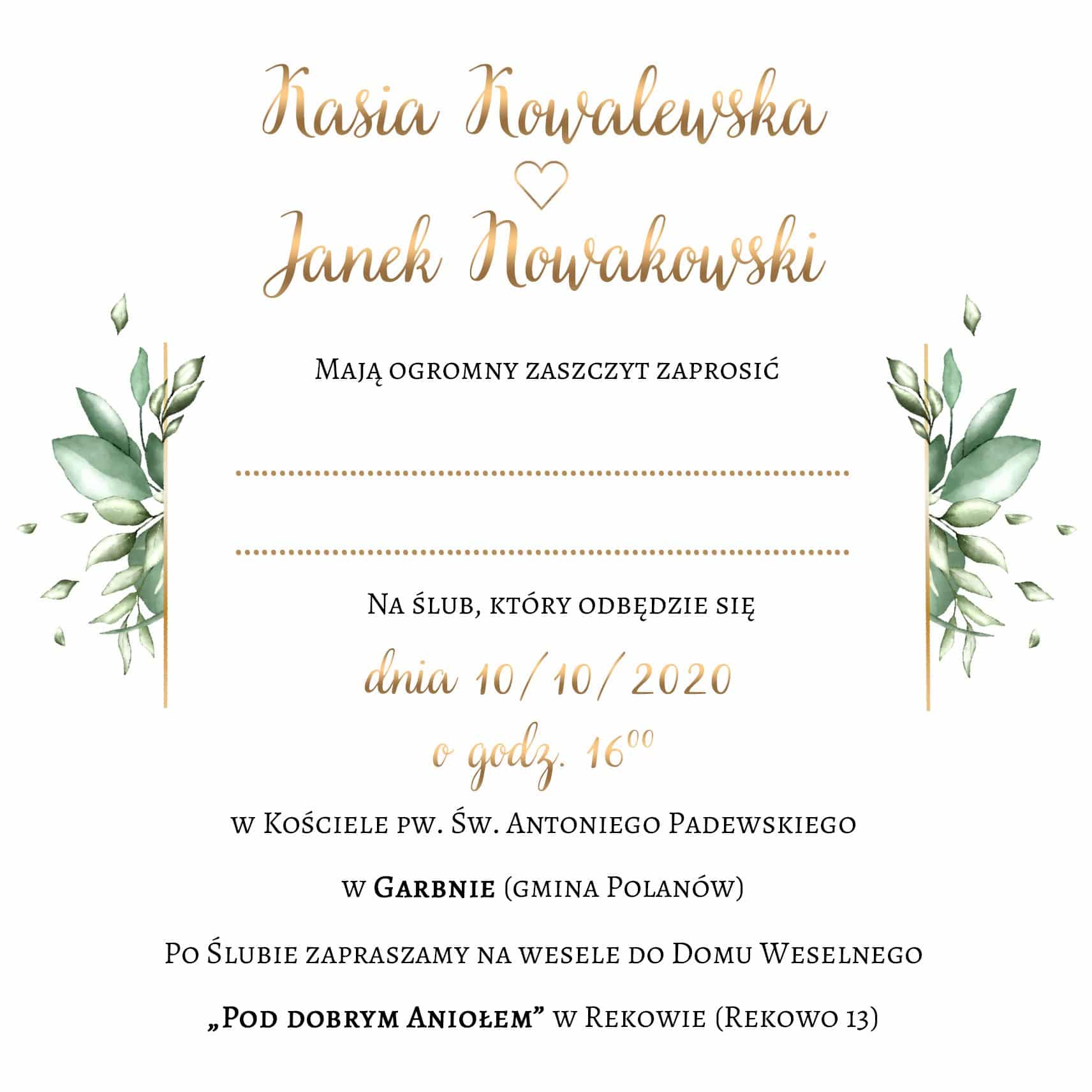 Zaproszenie Ślubne RSVP Eucalyptus