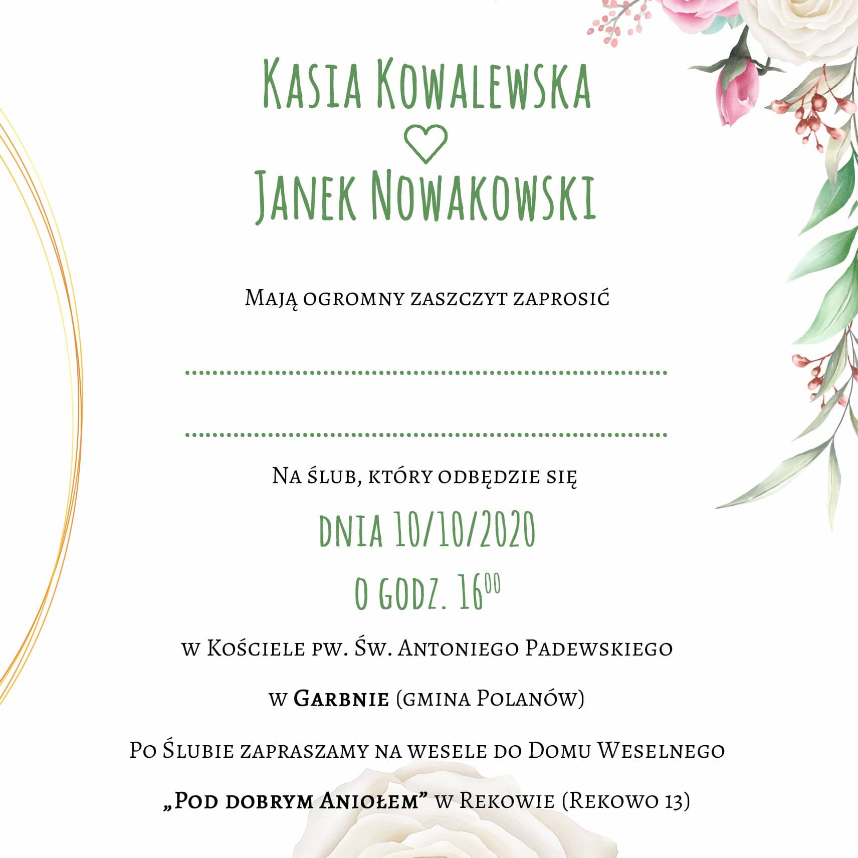Zaproszenie Ślubne RSVP Flower Rings