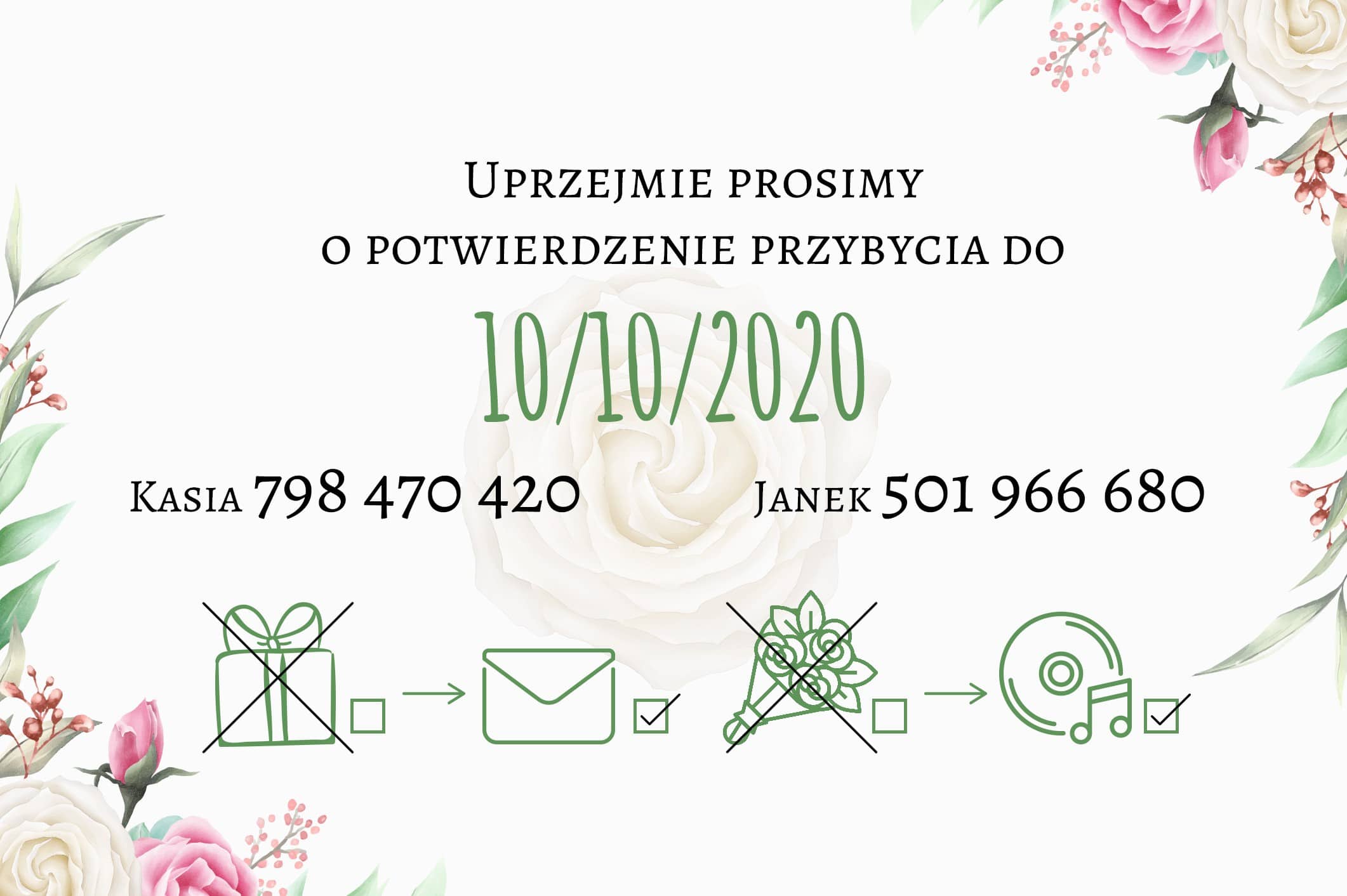 Zaproszenie Ślubne RSVP Flower Rings