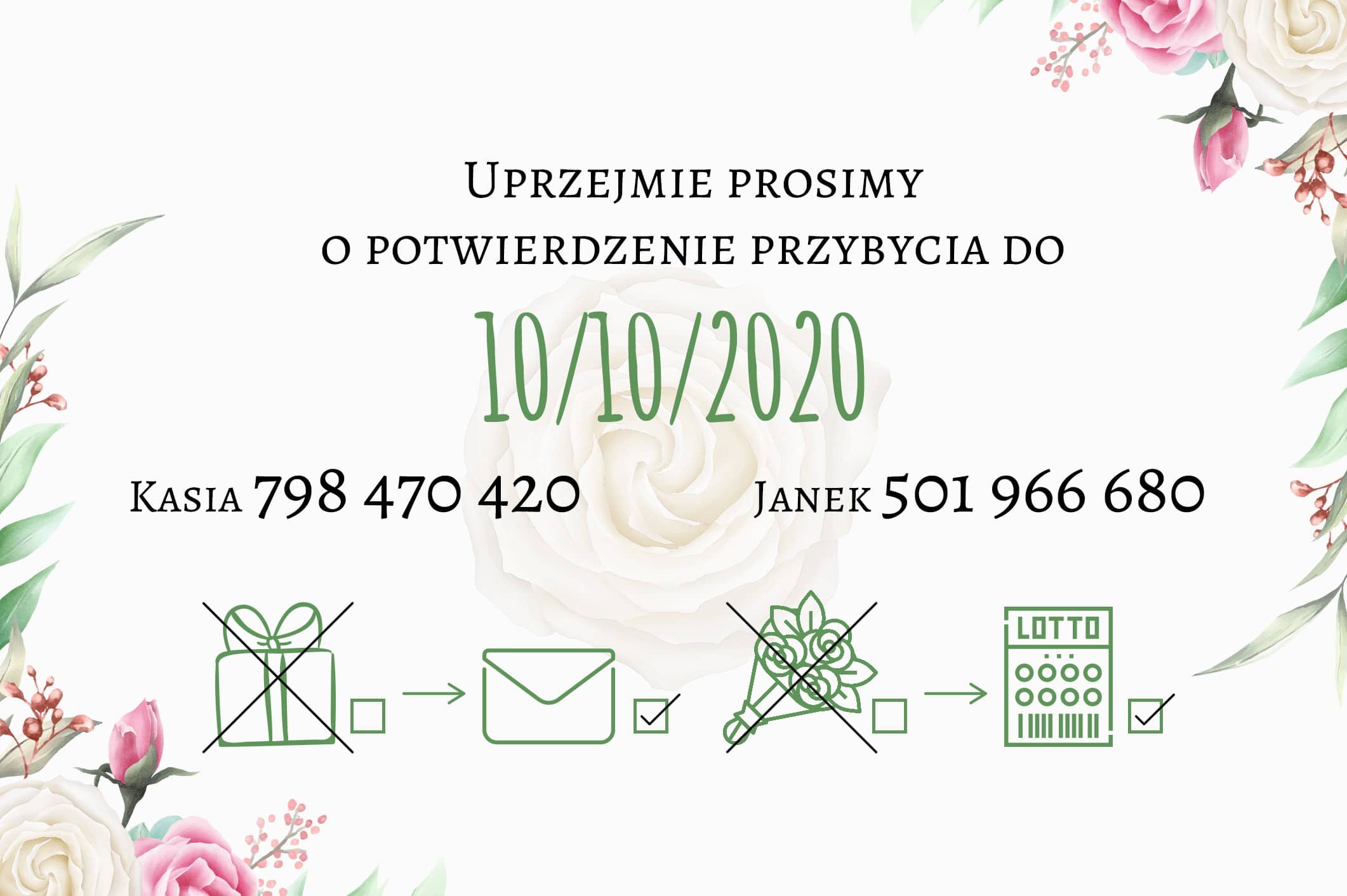 Zaproszenie Ślubne RSVP Flower Rings
