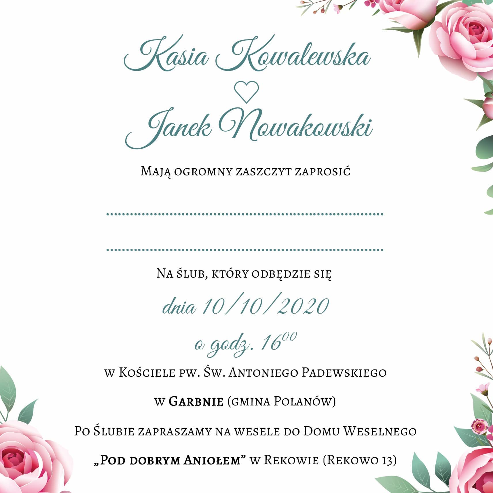 Zaproszenie Ślubne RSVP Flower Sage