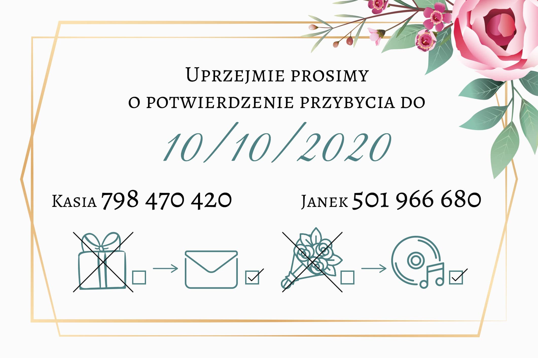 Zaproszenie Ślubne RSVP Flower Sage
