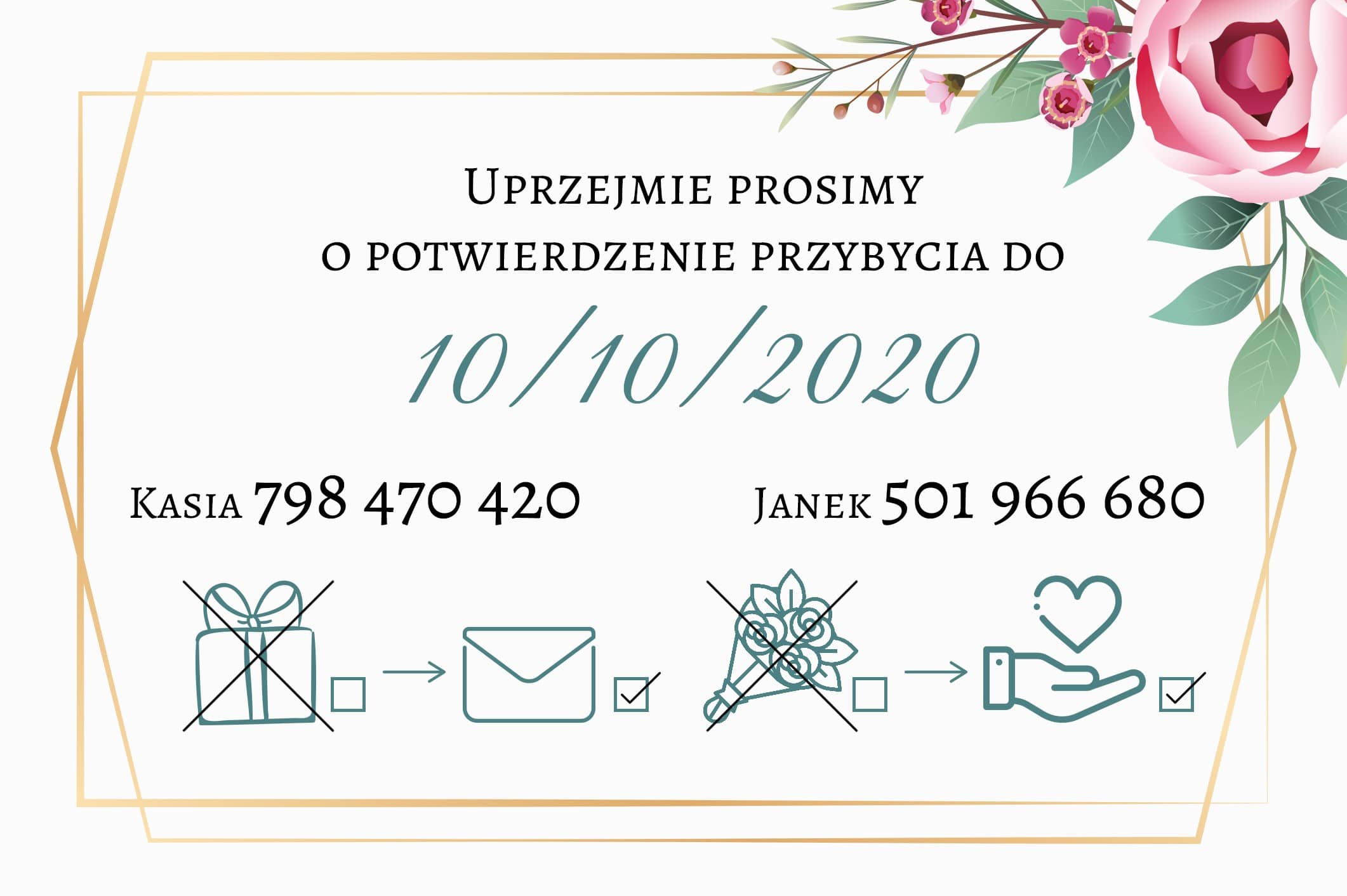 Zaproszenie Ślubne RSVP Flower Sage