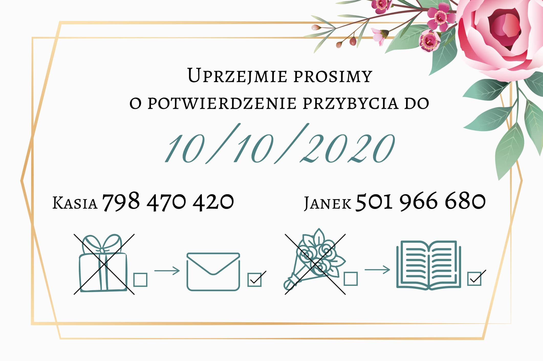 Zaproszenie Ślubne RSVP Flower Sage