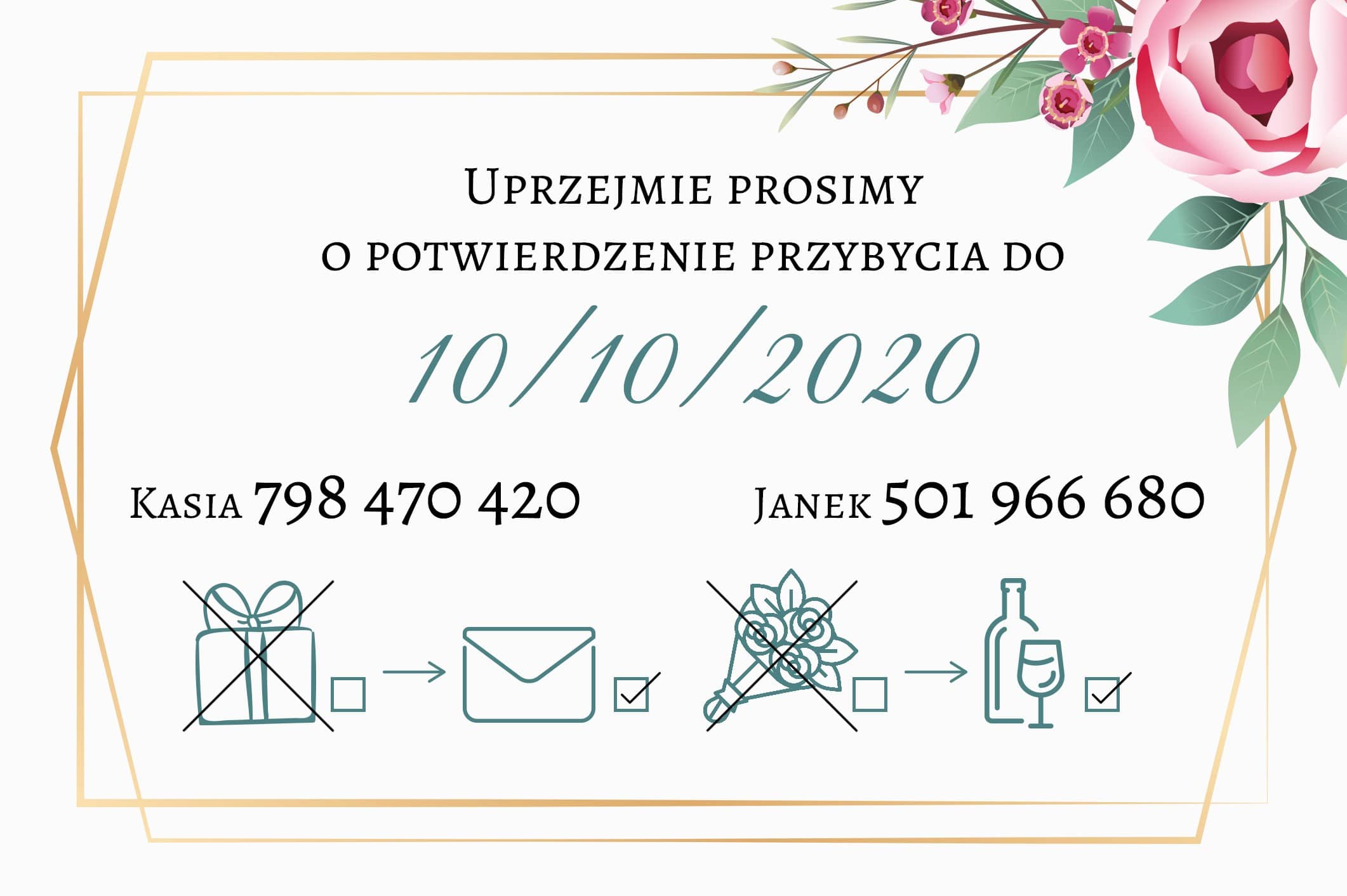 Zaproszenie Ślubne RSVP Flower Sage