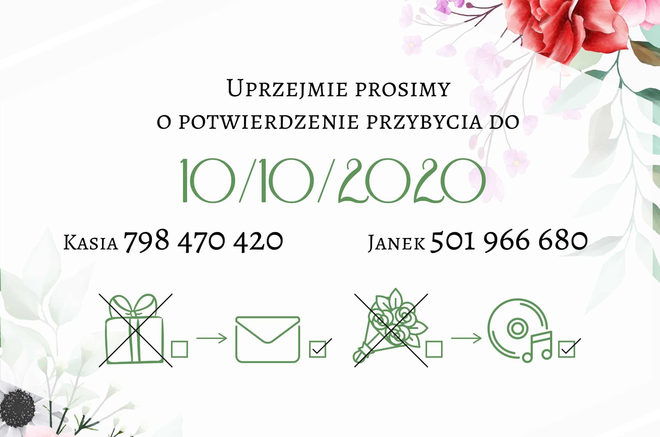 Zaproszenie Ślubne RSVP Flowers Dream