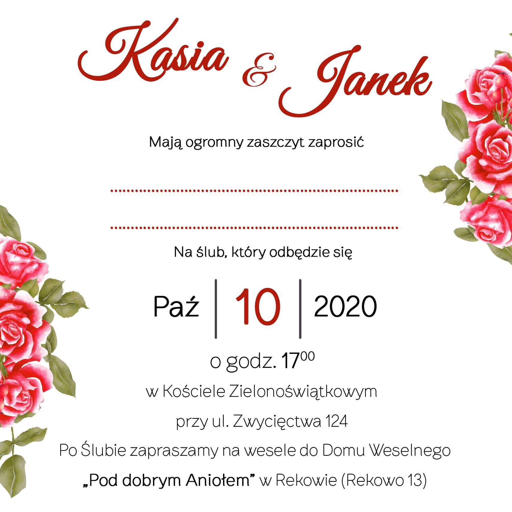 Zaproszenie Ślubne RSVP Geo Serce