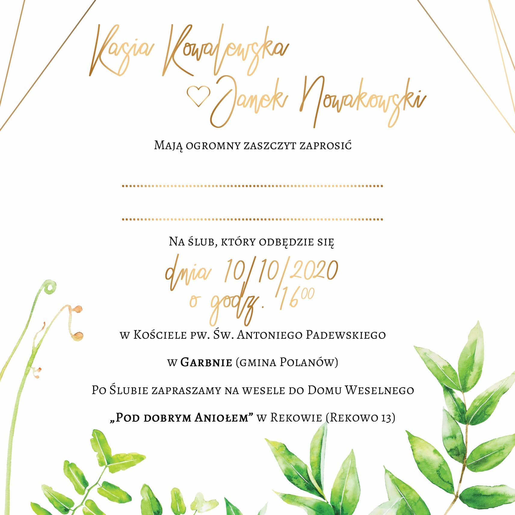 Zaproszenie Ślubne RSVP Geo Spring