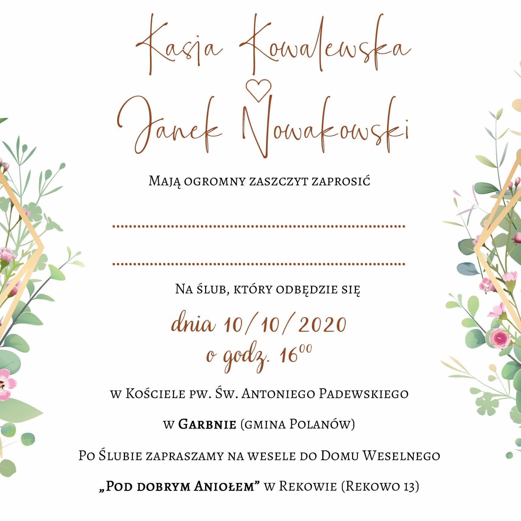 Zaproszenie Ślubne RSVP Geometric Garden