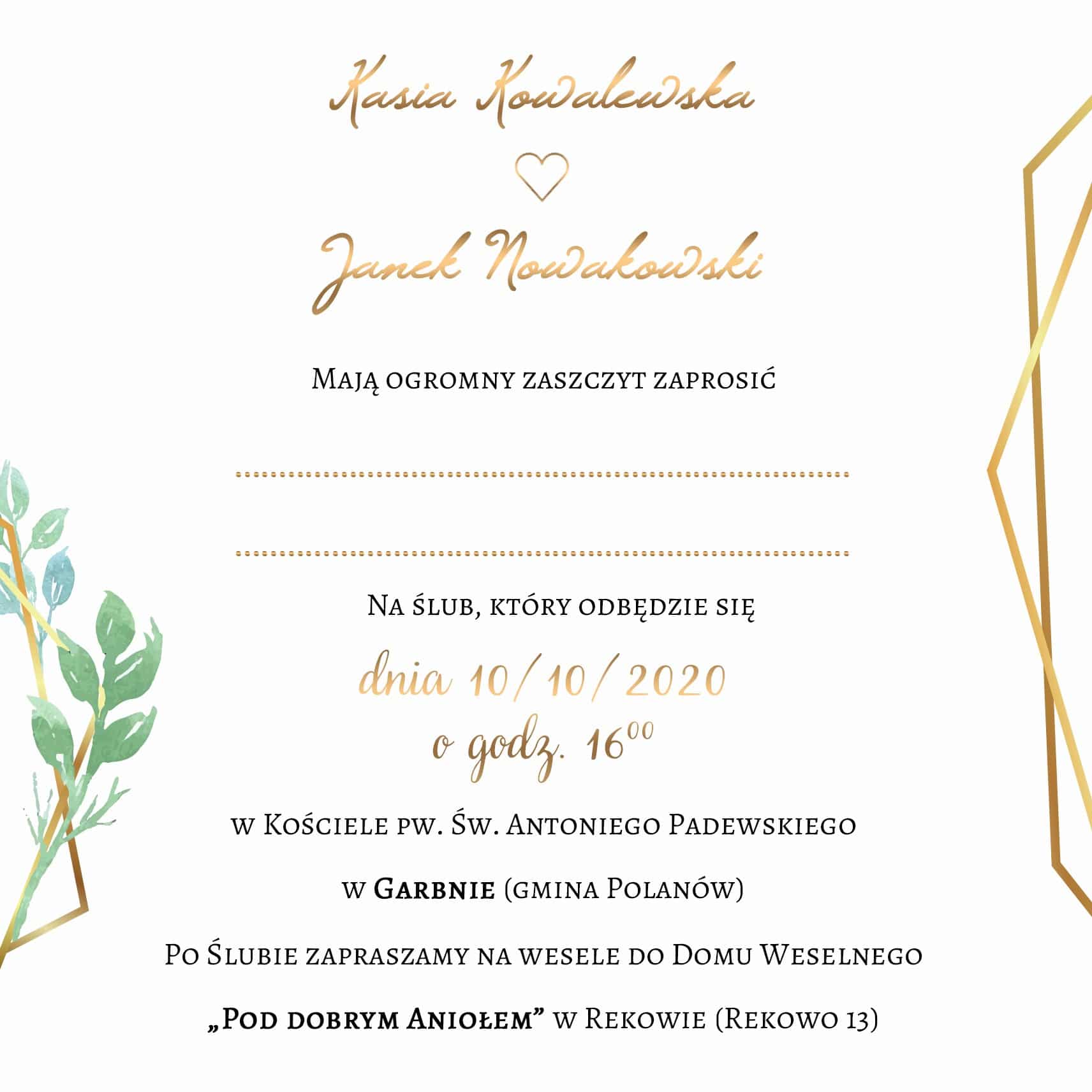 Zaproszenie Ślubne RSVP Gold Olives