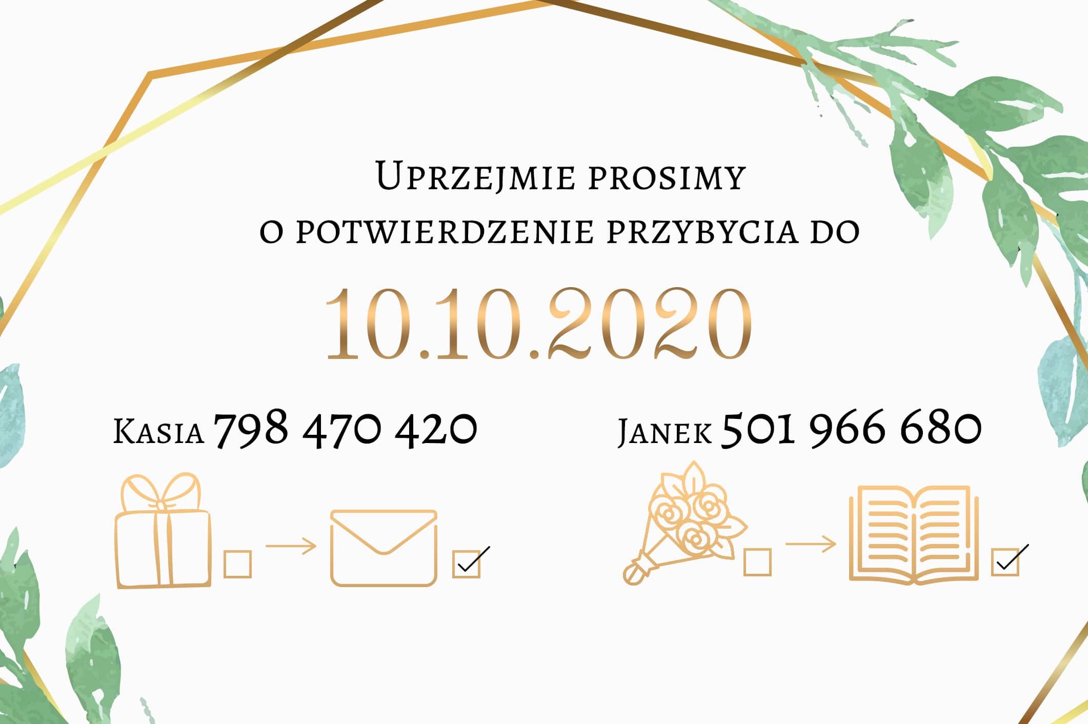 Zaproszenie Ślubne RSVP Gold Olives