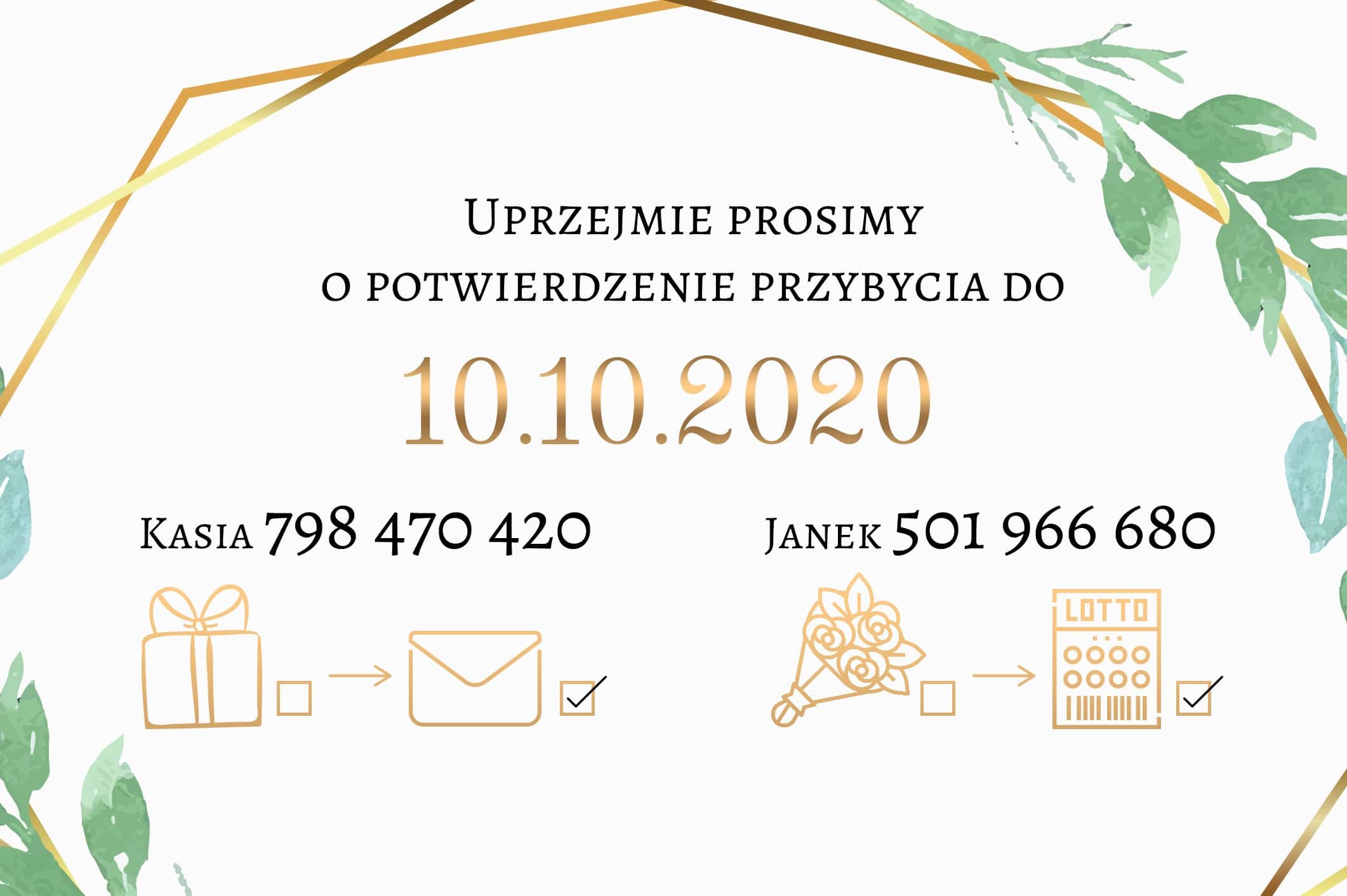Zaproszenie Ślubne RSVP Gold Olives
