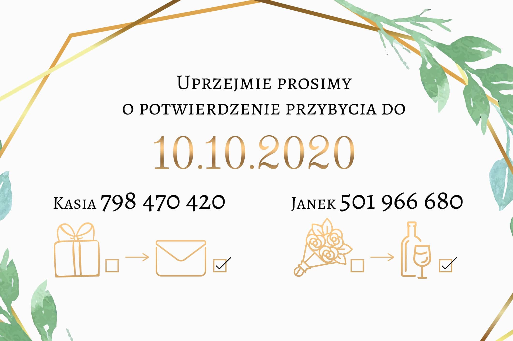 Zaproszenie Ślubne RSVP Gold Olives