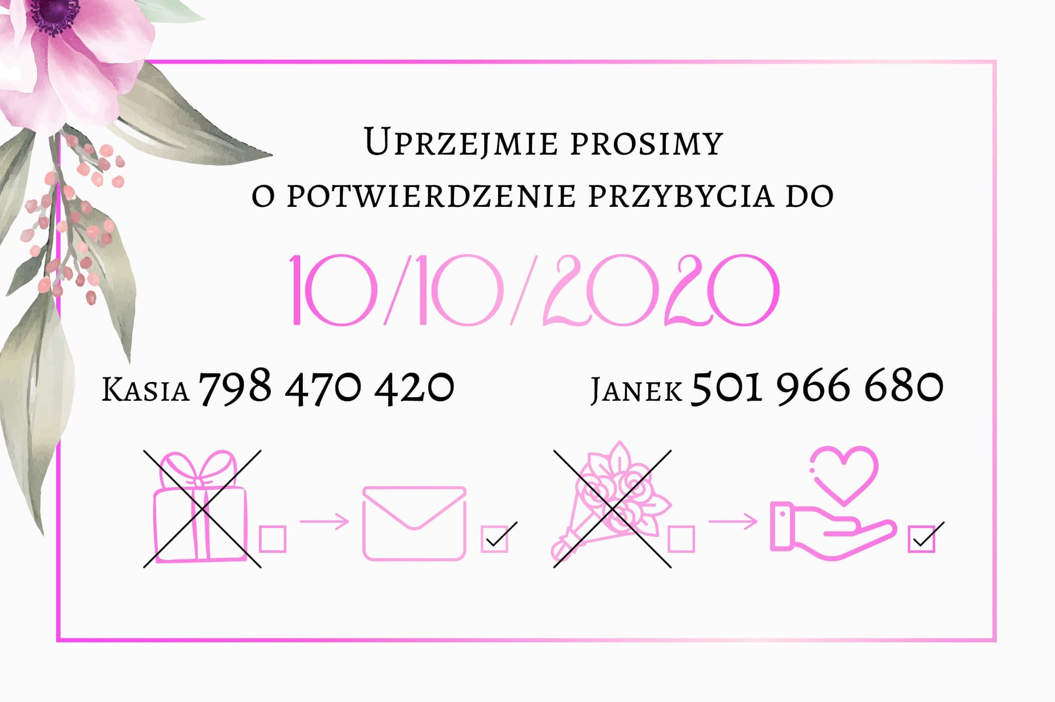 Zaproszenie Ślubne RSVP Lila Róż