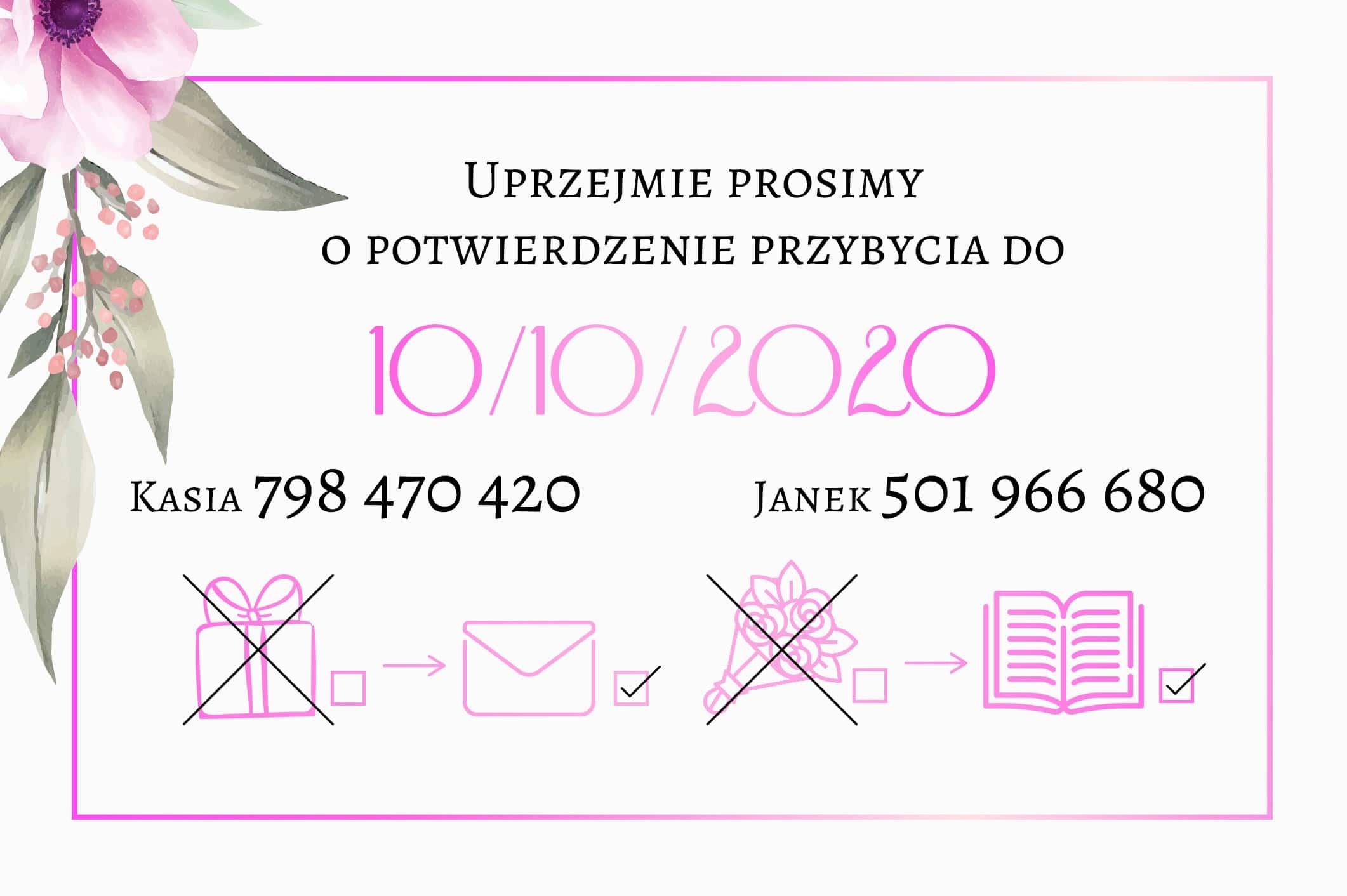 Zaproszenie Ślubne RSVP Lila Róż
