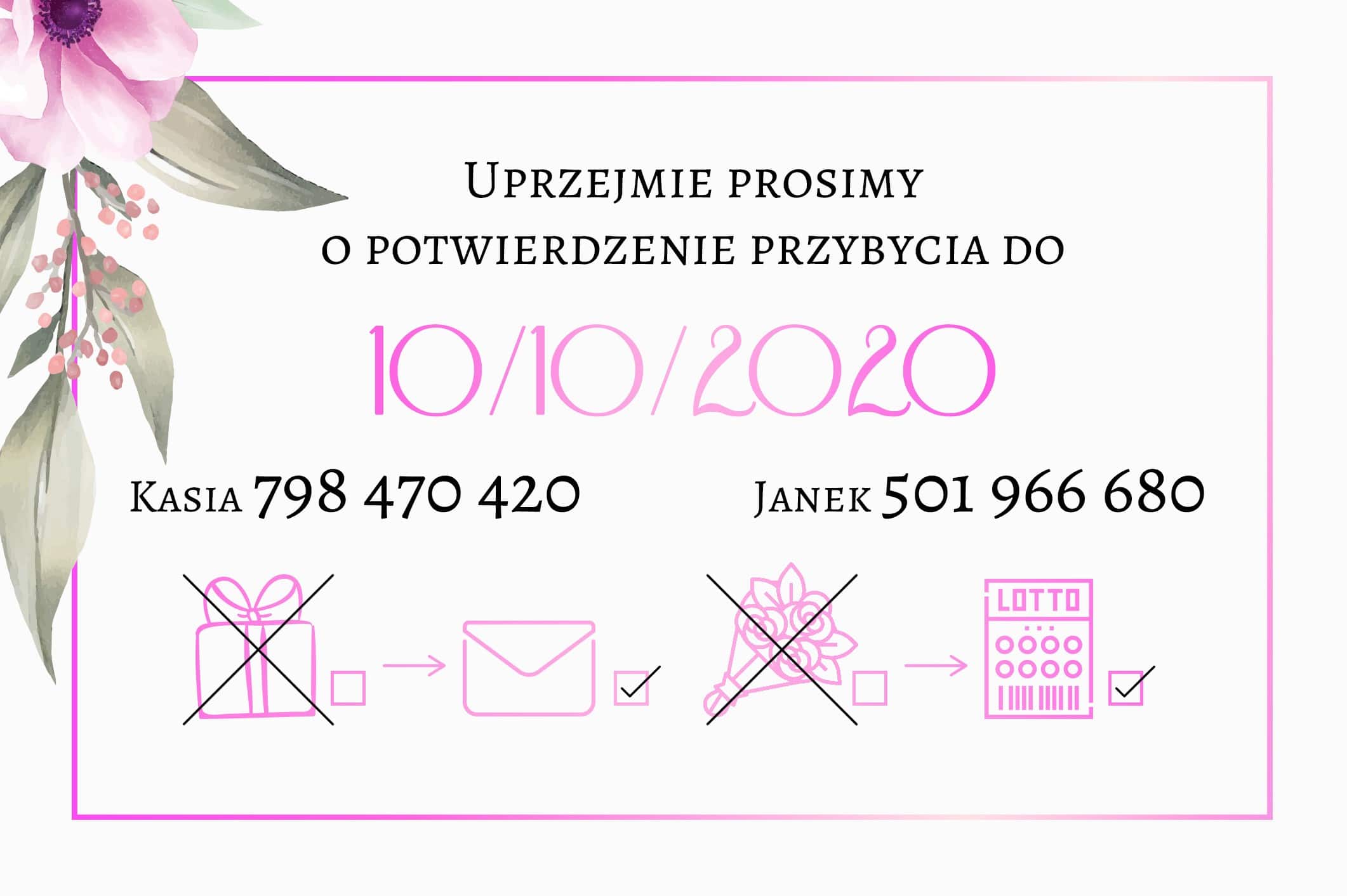 Zaproszenie Ślubne RSVP Lila Róż