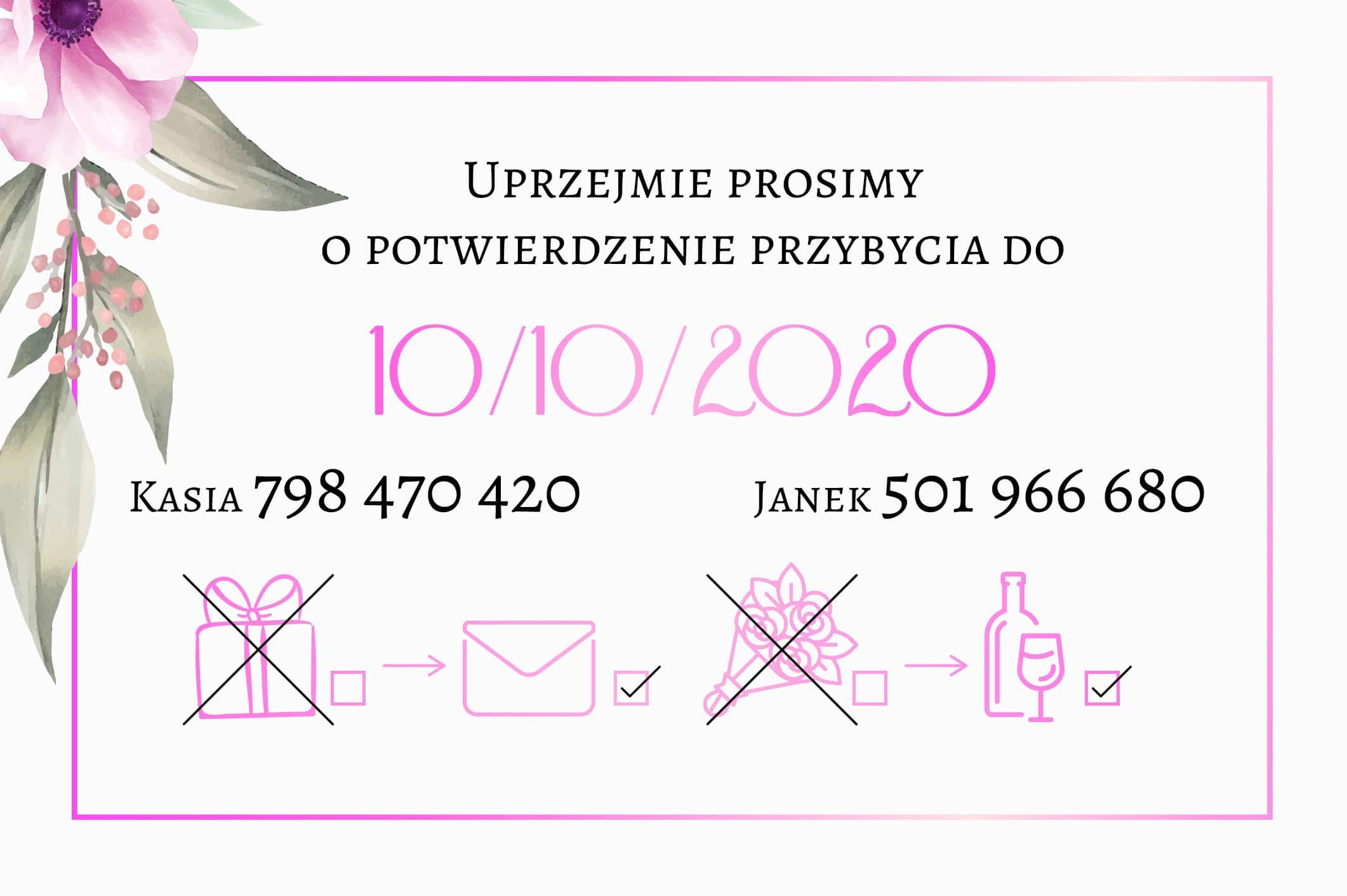 Zaproszenie Ślubne RSVP Lila Róż