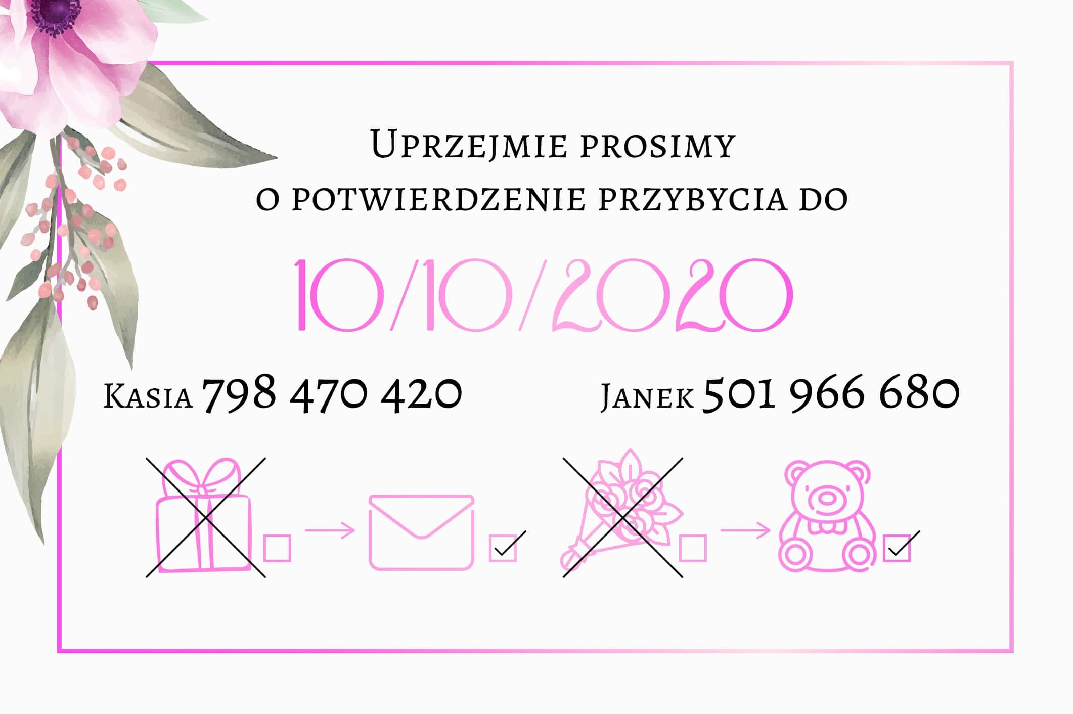Zaproszenie Ślubne RSVP Lila Róż