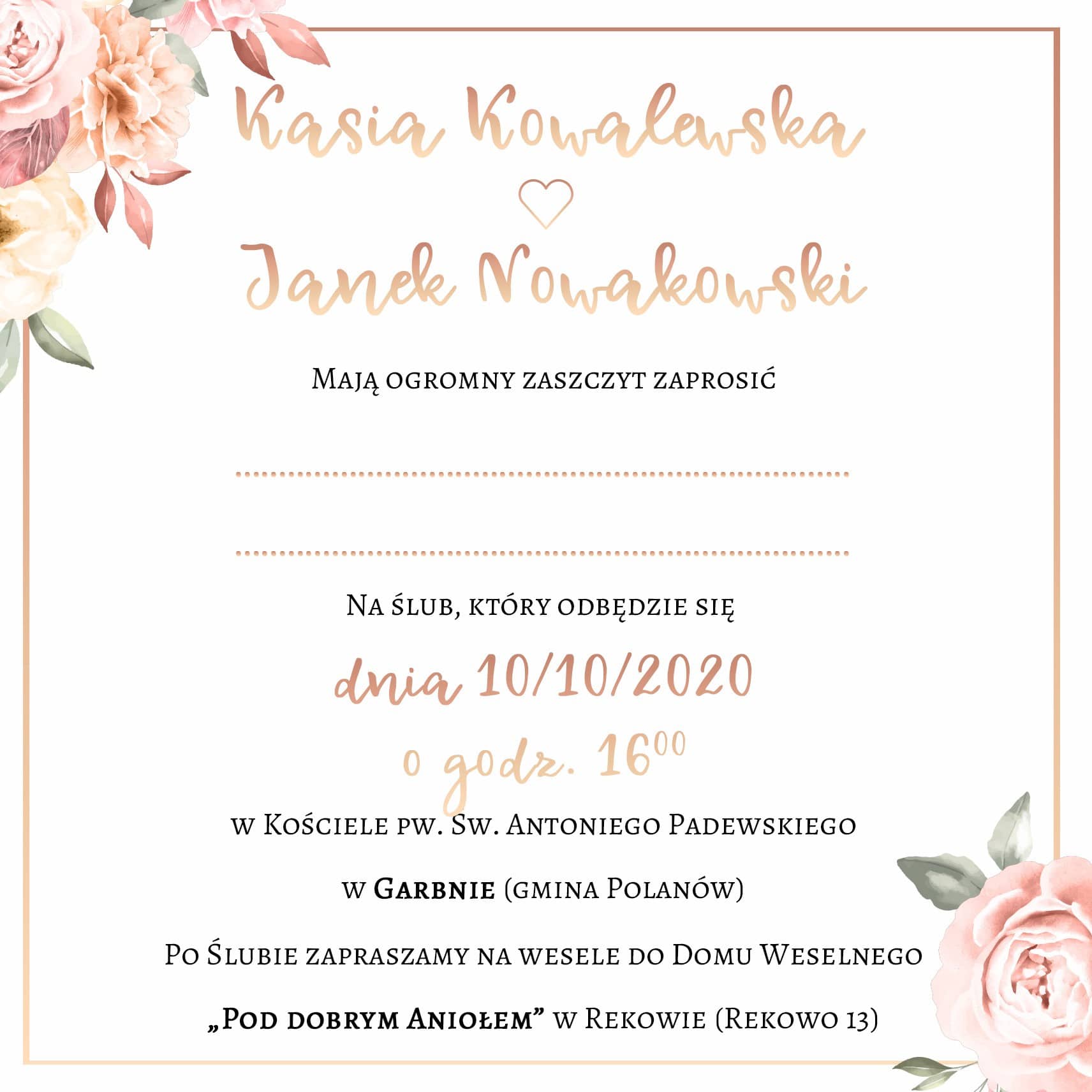 Zaproszenie Ślubne RSVP Luxury Flowers