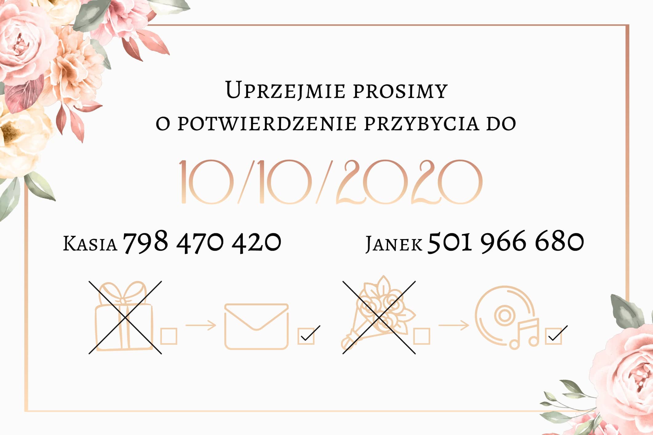 Zaproszenie Ślubne RSVP Luxury Flowers