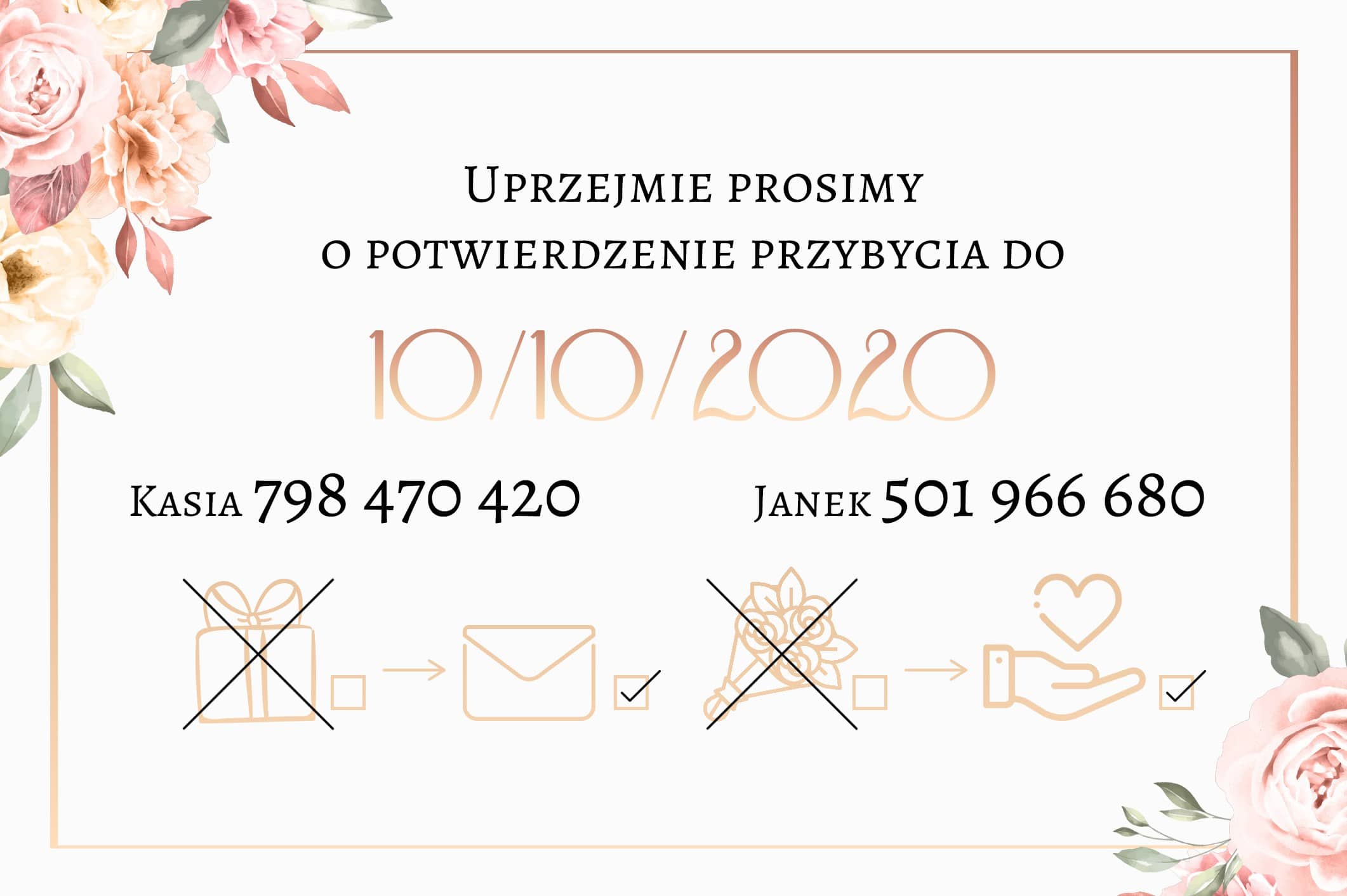 Zaproszenie Ślubne RSVP Luxury Flowers