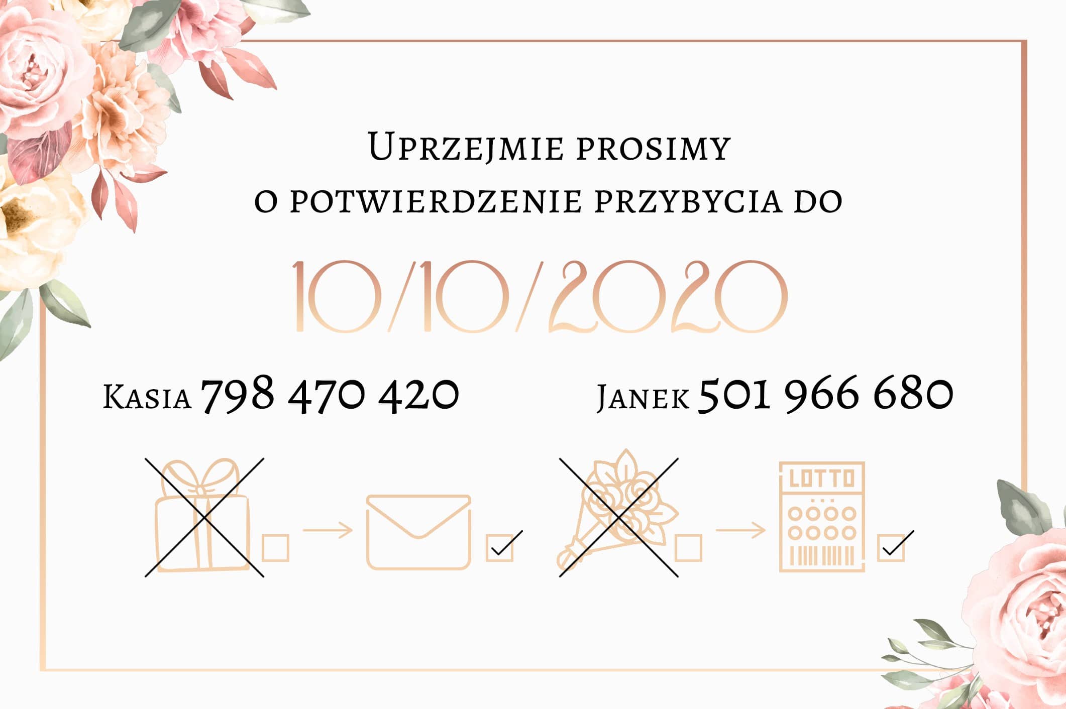 Zaproszenie Ślubne RSVP Luxury Flowers