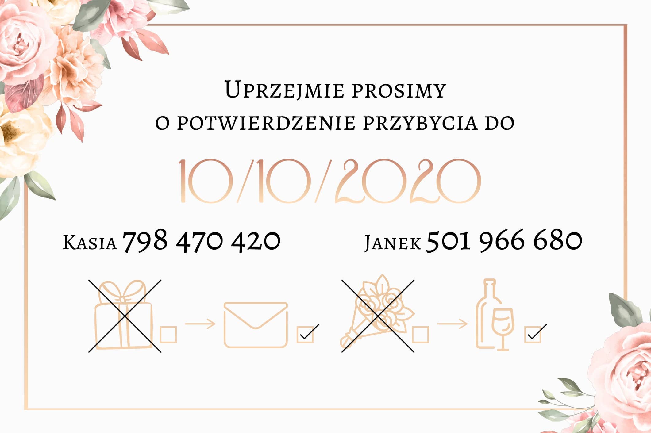 Zaproszenie Ślubne RSVP Luxury Flowers